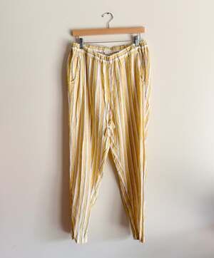 Cynthia Rowley Yellow + White Stripe Linen Pants - Large